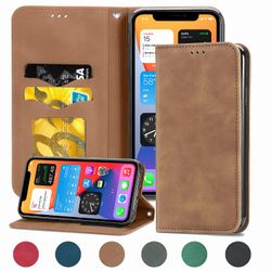 Gangxun Sag Til Iphone X / xs Magnetisk Lukning Læder Tegnebog Cover Housse Etui Shockproof - Marron