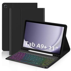Samsung Galaxy Tab A9+ Nahkakotelo Irrotettavalla RGB-taustavalaistulla näppäimistöllä Monivärinen Style E