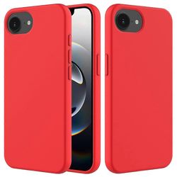 iPhone 16e Kotelo Pudotuskestävä Nestemäinen Silikoni Pehmeä Vuori Takana Puhelimen Kansi - Punainen Monivärinen Red