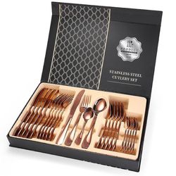 Aoweisia 24pcs / sæt luksus rustfrit stål bestik sæt Rose guld