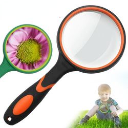 Forstørrelsesglas forstørrelsesglas til børn skridsikker håndholdt forstørret glas til tæt arbejde Orange