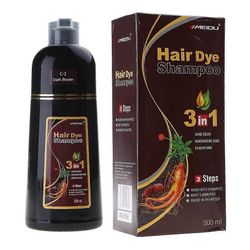 Hiusväri-shampoo Hiusvärishampoo värjää hiukset minuuteissa naisille ja miehille Tummanruskea