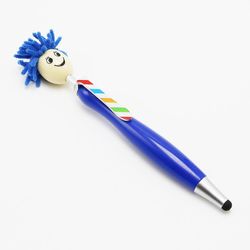 Sevenprin Mop Head Pen Screen Cleaner Stylus Penner Funny Ballpoint Penner 3-i-1 Stylus Pen Duster Morsomme gaver Blå