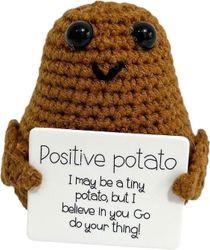 Oppmuntring Potet, Positive Potato Gift, Potet Gaver Funny, morsom strikket potet med positivt kort, inspirerende Potato Doll Pocket Hug, For Birth...