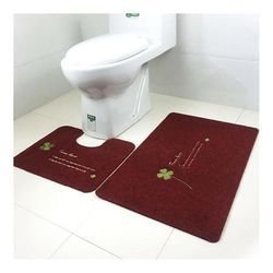 Ruili Broderi Toilet Sæde 2pcs Sæt Fod Mat Tæppe rødvin rødkløver