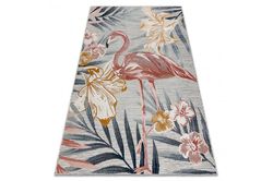 RugsX Tæppe Strukturel BOTANIC 65263 Flamingo blomster, fladvævet på altanen, terrasse - grå 176x270 cm