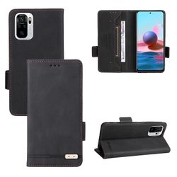 Gangxun Etui til Xiaomi Redmi Note 10s læderetui Folio Flip med kreditkortspor Etui Coque Sort