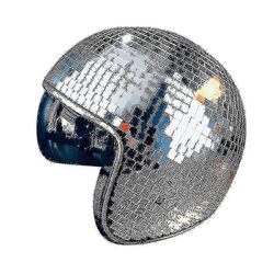 1 stk Disco Ball hjelm med udtrækkeligt visir til natklub cool rekvisitter (sølv)