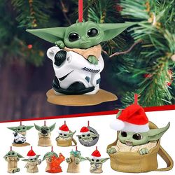 Baby Yoda Santa Claus Christmas Party Anheng Dekorasjon Xmas Tree Hengende Ornaments Gift E