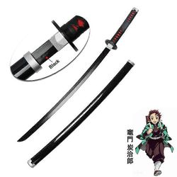 Redkid 80CM Demon Slayer Katana Anime Sword Cosplay Weapon Prop Zenitsu Katanas Tanjiro Kimetsu no yaiba Kyoujurou lelu miekat Tanjirou musta 80