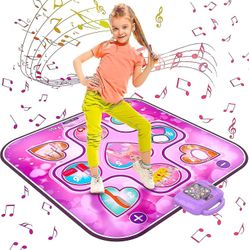 Dance Mat Leker For 3 4 5 6 7 8 9 10 + Year Old Girls Bursdagsgaver, Musical Dance Mat for barn, Dance Pad med 6 spillmoduser, innebygd musikk, Adj...