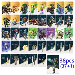 Bolongking 38kpl Zelda Amiibo: Kingdo Zeldan kyyneleet Ghost God Sword -laitteet Crossover-korttikytkin NFC-pelisiru 38kpl iso kortti