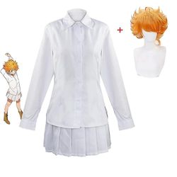Glorious Anime Det lovede Neverland Emma Cosplay Kostume Skjorte Nederdel Emma Norman Kostume Skoleuniformer Skjorte Bukser Sæt Paryk