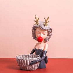Harpiks Bubble Girl Figurins Desktop Cake Frukt Arrangør Home Decor Grey B Grey A