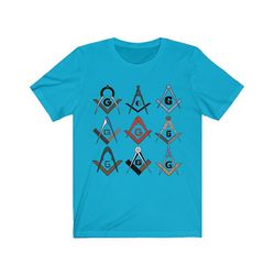 Bricks Masons Firkantet og kompas symboler frimurerisk t-shirt Turkis 3xl