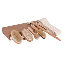 Handuo Body Bad Brush Set, Effektiv Ryg Brush Eksfoliering, der anvendes til våd eller tør børstning