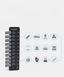 Redmiter Usb3.0 10-hubport med strømoplader og flere Usb-splittere til bt073 bærbare computere