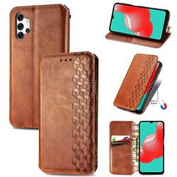 Kompatibel med Samsung Galaxy A32 4g Flip Case Etui Vintage Wallet Flip Cover med magnetisk lukning Coque - Blå brun