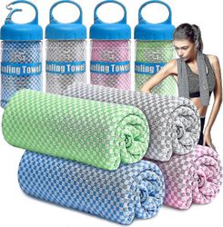 4 pakkausta jäähdytyspyyhe, jäähdytyspyyhkeet kaulalle ja kasvoille-40"x12"-jääpyyhe välittömään jäähdytykseen