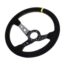 350mm 14 tums bil ratt mocka läder drift racing spel ratt 7031BK-BKMS-YL-YL