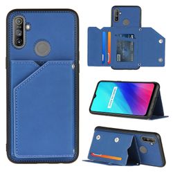 Gangxun Sag For Realme C3 Vintage Cuir Cover Læder sag Kofanger - Bleu