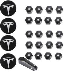 Tesla Model 3 Ysx Pyörän suojussarja Keskikorkki Rengas Lug Mutterin korkit Musta Punainen Valkoinen Valkoinen Harmaa W/4 Keskikorkit 20 Mutterin k...