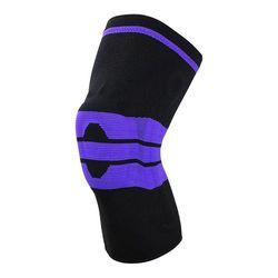 1 Piece patella knæbeskytter tandbøjle silikone foråret knæpude basketball strikket kompression elastisk knæ ærme støtte sport Blå Xl