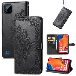 Etui til Realme C20 Cover Læder Tegnebog Cover Prægning Mandala Magnetisk Flip Protection Stødsikker - Sort