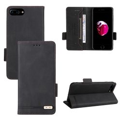 Gangxun Etui til iphone 8 Plus / 7 Plus læderetui Folio Flip med kreditkortspor Etui Coque Sort