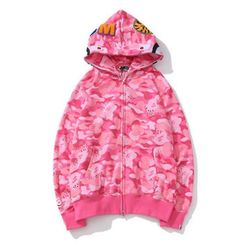 Ny Trend Shark Hoodie Camo Print Bomuld Casual Loose Zip Hoodie Jacket Til Mænd Kvinder Xinda Pink M