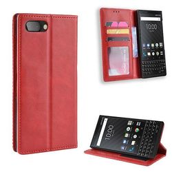 AIR Magnetiske PU læder tegnebog sag cover til BlackBerry Key 2 Rød
