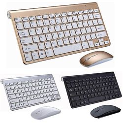 Mikasa 2,4 g trådløst tastatur og mus Protable Mini Keyboard Mouse Combo Set til bærbare Mac desktop Guld Keyboard Mouse