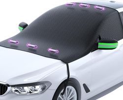 Magnetisk frontrutedeksel for is og snø, sammenleggbar solbeskyttelse vindtett vanntett bilrutedeksel bil presenning Grønn