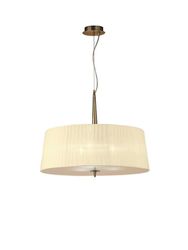 Inspired Lighting Loewe Cylindrisk loft vedhæng 3 lys E27, Antik messing med creme skygge