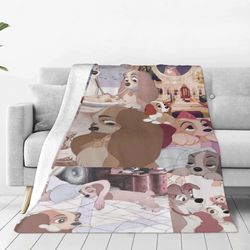 Lady And the Tramp Throw Blanket Soft Muhkea matkapeitto makuuhuoneeseen, olohuoneeseen, sohvatoimistoon, koko kauden lahjaksi Wome-SYS4433 100x125...