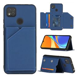 Gangxun Sag For Xiaomi Redmi 9c Vintage Cuir Cover Læderetui Kofanger - Bleu