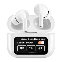 A9 Pro älykäs värikäs kosketusnäyttö ANC + ENC melunvaimennus langaton Bluetooth-kuuloke Valkoinen