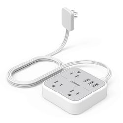 Zkdsv TESSAN litteä pistoke, 5 jalan erittäin ohut jatkojohto, jossa on 3 pistorasiaa ja 3 USB-porttia, risteilylle aurinko, toimisto, koulu, matka...