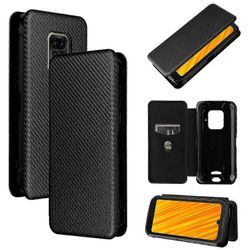 Doogee S59 / S59 Pro hiilikuitukotelo korttipaikalla - TPU + PC + PU nahkainen hybridikuori Musta