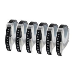 6 kpl tarrateippi, joka on yhteensopiva kohokuvioidun tarranauhan kanssa tarravalmistajalle 1880 E-101 9mm x musta