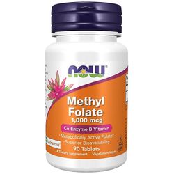 NOW Foods NU Livsmedel Metyl folat 1000mcg tabletter 90