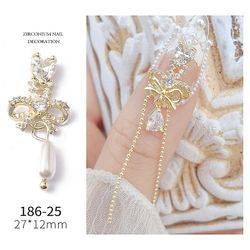 Manicure Zircon smykker søm kæde vedhæng med metal diamant 18625