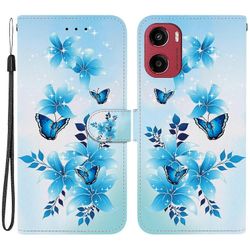 Motorola Moto G05 4G E15 4G -kotelolle, kuviollinen painatus, putoamisenesto, nahkainen läppäkotelo, jossa on Monivärinen Blue Butterfly