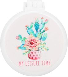 Massage Kam med spejl, bærbar folde kam med cute trykmønster (Kaktus)