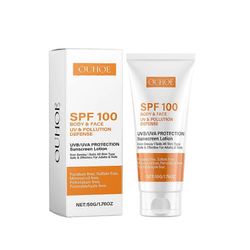 Aurinkovoide SPF 100, Kasvojen aurinkovoide, Vedenkestävä SPF 100 Kosteusvoide Rasvaton Aurinkovoide Kasvoille ja Vartalolle, UVB/UVA-suoja Aurinko...