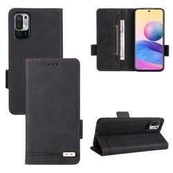 Gangxun Etui til Xiaomi Redmi Note 10t 5g læderetui Folio Flip med kreditkortspor Etui Coque Sort