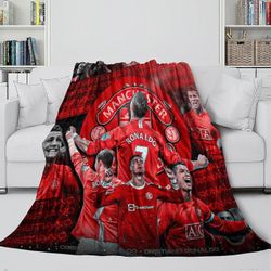 Ronaldo Pehmo Blanket - Jalkapallo 3D-tulostettu flanellihuopa lapsille, teini-ikäisille, aikuisille - pehmeät, kodikkaat heitot vuodesohvalle, pin...