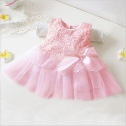 Bestener Toddler Baby Girls Lace Princess Kjole Bowknot Tulle Tutu Kjoler Party Fersken 3-6 Months