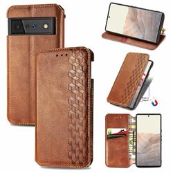 Kompatibel med Google Pixel 6 Pro Flip Case Etui Vintage Wallet Flip Cover med magnetisk lukning Coque - Blå brun