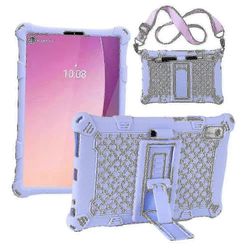 Iskunkestävä Lenovo Tab M9 -tablettikotelo säädettävällä jalustalla ja olkahihnalla Violetti